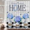 MERCHR Buffalo Check Plaid Shower Curtain 72 x 72 Inch, Farmhouse Wooden Board Shower Curtain, Rustic Flower Home Sweet Home Bath Curtain Polyester