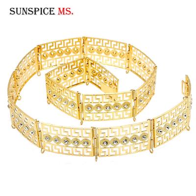 Gold Color Women Belt Waist Chain Belt Ethnic Wedding Jewelry Metal Crystal Jewelry 2023