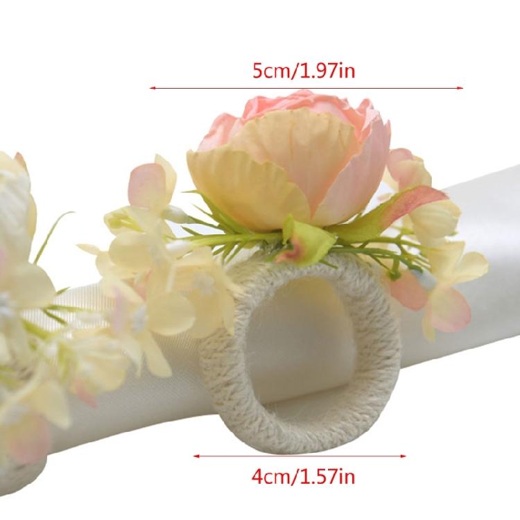 Pack of 6 Realistic Flower Napkin Rings Table Decorations for Wedding Banquets