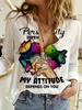 Women's Casual Long Sleeve Abstract Printed Shirt Office Womens Elegant Slim Button Down Shirt Spring Chunky Lapel Tops