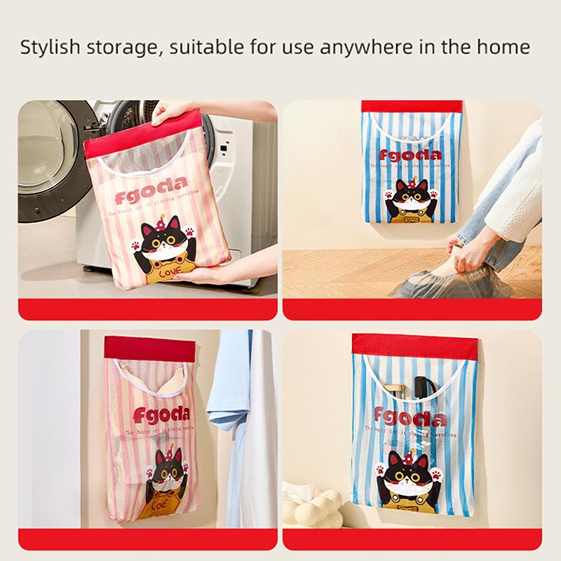 Wall Mounted Large Capacity Storage Bag Kitchen Garbage Bag Clutter Organizer Velcro Storage Pocket Multi-Purpose High Elastic