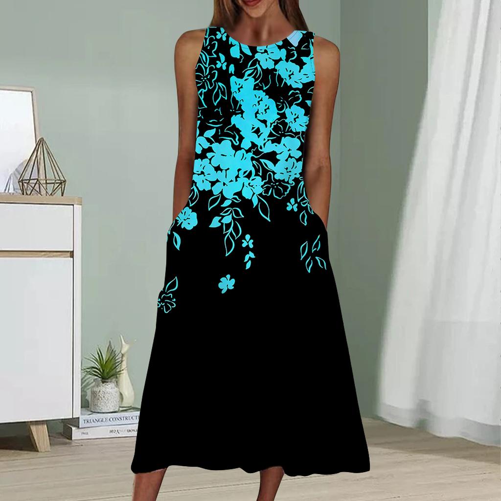 Rochie fără mâneci sexy la modă de vară Rochie sling fără mâneci Moale Casual 3D Ginkgo Leaf Print Rochie
