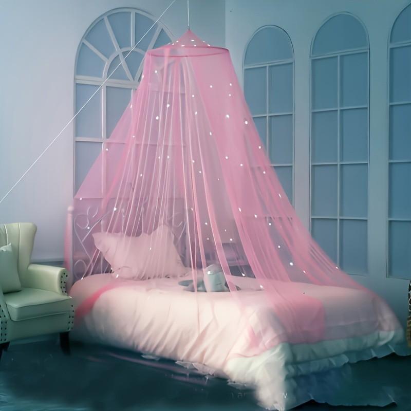 Glow-in-the-dark Star Canopy Mosquito Net Foldable No-Install Bed Curtain