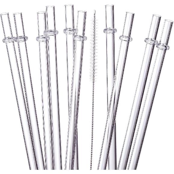 24 PCS, Reble Straws with 4 Brushes, 10.5" Long Tritan Hard Plastic Straws, 12 Colors Translucent Replacement Drinking for 16OZ-32 OZ Tumblers, Cups,