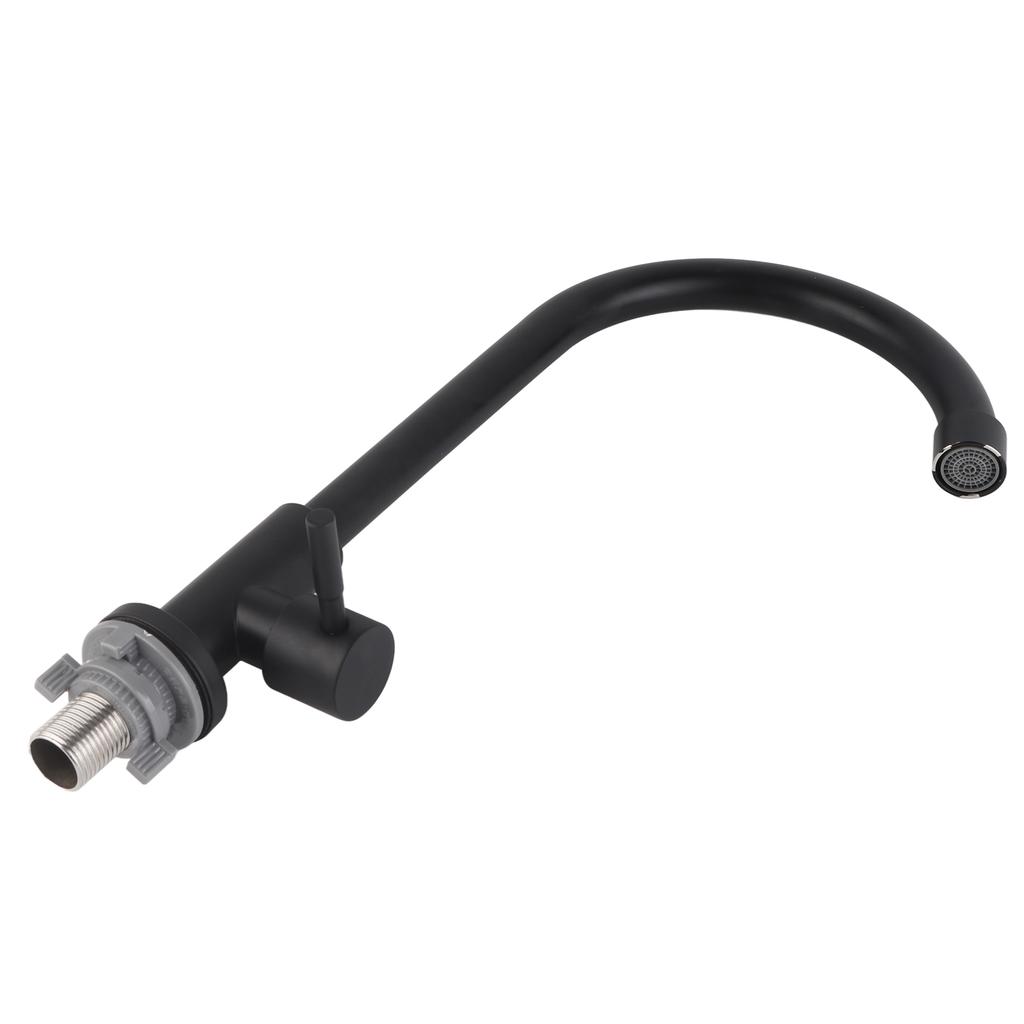 G1/2 Wasserhahn, 90 Grad drehbar, einzelner kalter, mattschwarzer Wasserhahn für Küchenspüle