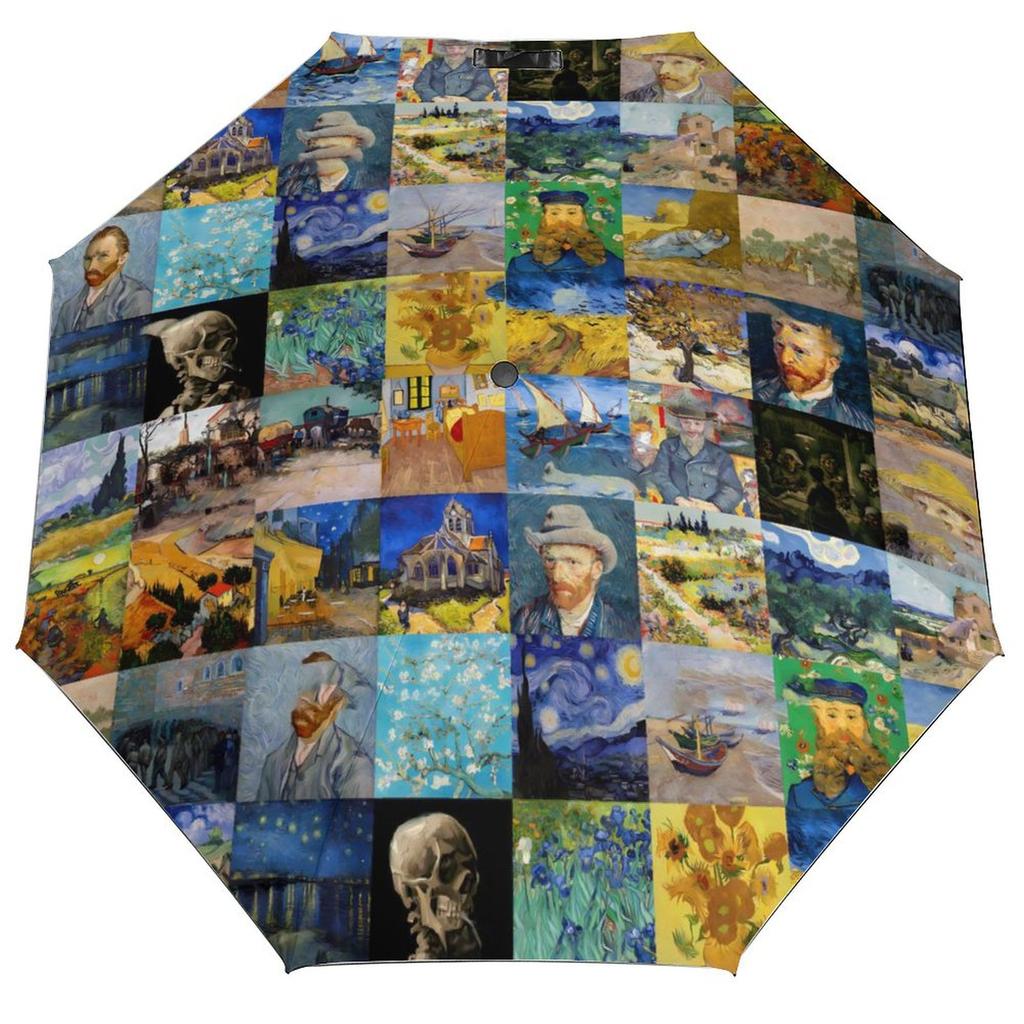 Vincent Van Gogh Paraply Landskapsmönster Sol Anti-UV Paraply Stark Mode Automatiskt Utomhus Målningsparaply
