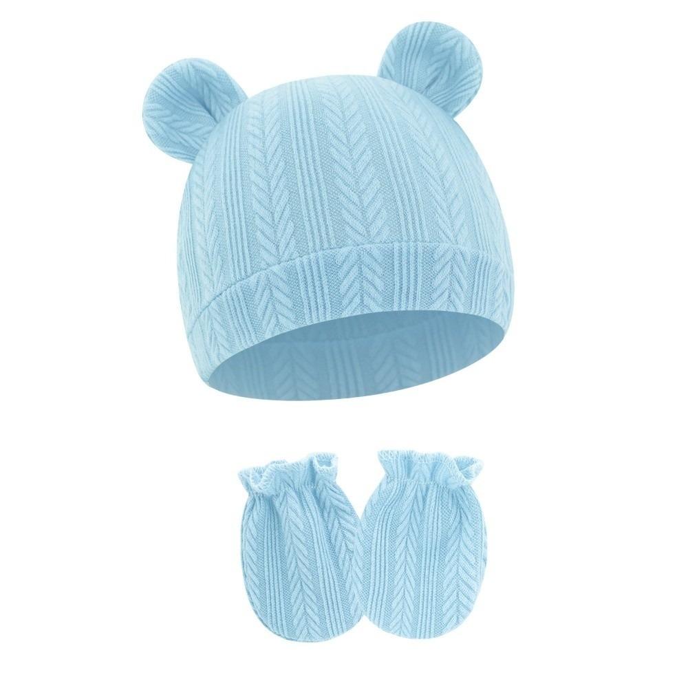 Knitted Bear Ear Earflap Hat Ear Protection Baby Hat Glove Set Fashion Children's Winter Hat  Girls