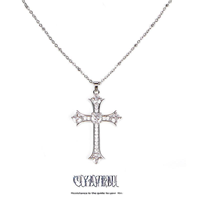 Ciyaveni Original Design Baroque Diamond Silver Cross Accessible Luxury Fashion Bows Easiest for Match Necklace