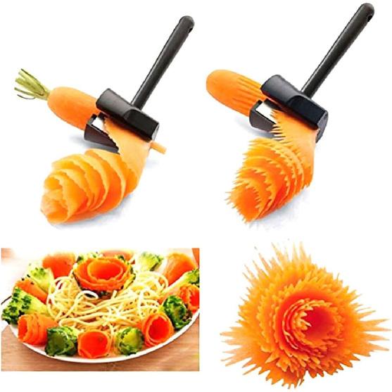 

ABOOFAN Carrot Curler and Peeler, Carrot Spiral Shred Slicer Crinkle Cutter Root Vegetables Fruits Slicer Sharpener Garnishing Salad Decorating Maker