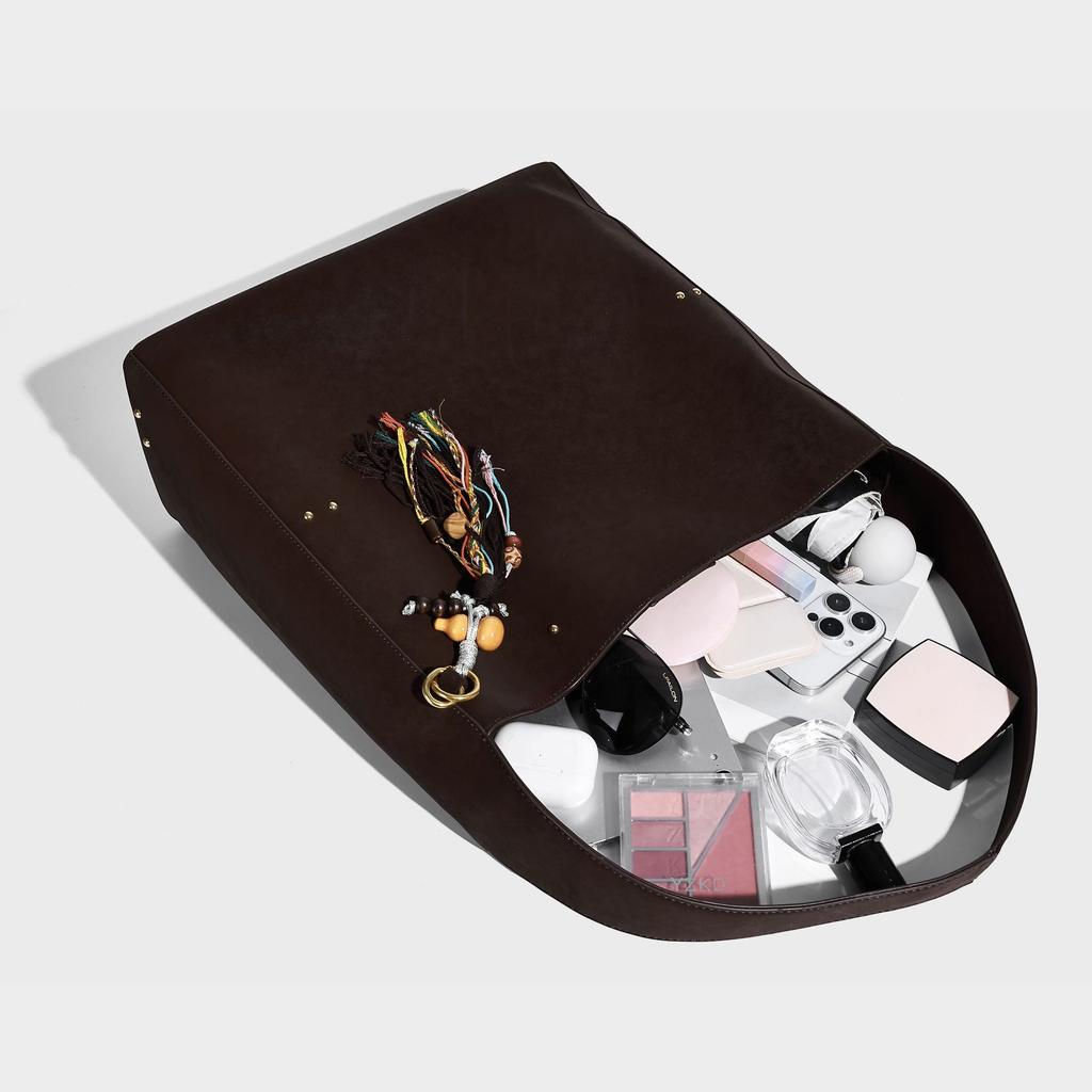 Commuting Versatile Retro Tote Bag for Women, Large Capacity 2025 New Model, High-End Fashion Single Shoulder Crossbody Underarm Bag