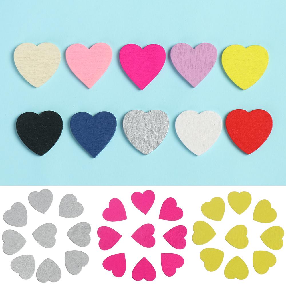 Wedding Ornaments Wall Sticker Party Decor Confetti Slices Wooden Chips Wood Crafts Hearts Shaped