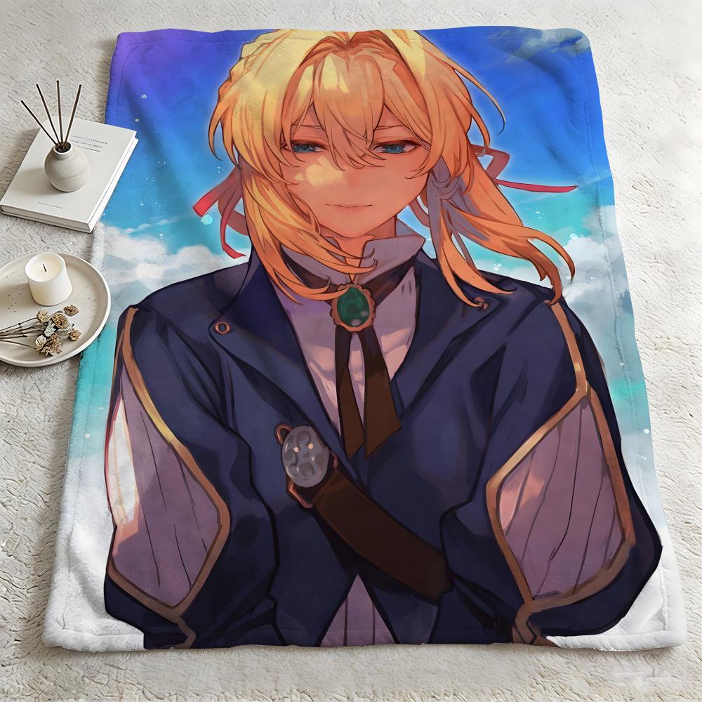 Anime VViolet Evergardenn Throw Warm Soft Flannel Blanket Multiuse for Sofa Bed Camping Travel Nap