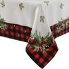 Plaid Wreath Border Christmas Tablecloth Rectangular Dining Table Stain -Resistant Decorative  Year 'S Dinner Tablecloth