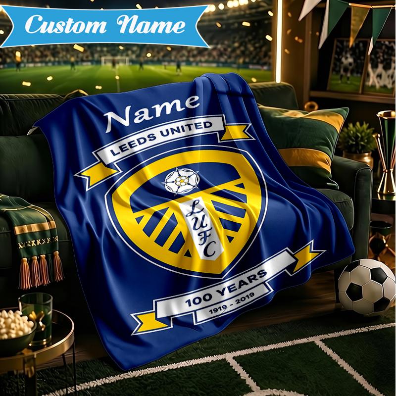 Custom Name Leeds Crest Blanket Lightweight Ideal Bedding Blanket Perfect for Travel, Camping, Living Rooms, Sofas, Christmas gift