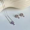 Monograph Callia Necklace Mgnl0394 Rhodium Plated (White Gold + Purple Cubic Zirconia)