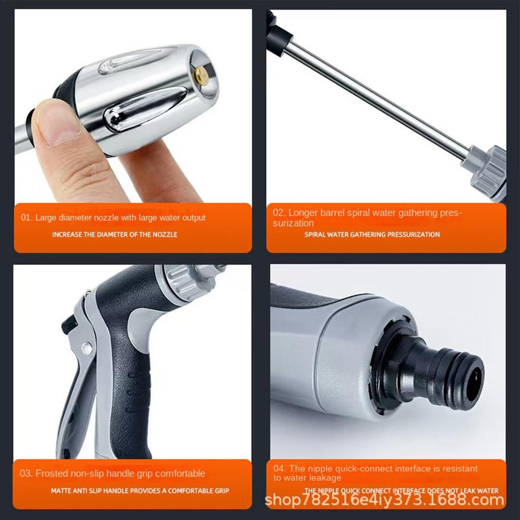 High Pressure Garden Hose Nozzle Adjustable Spray Patterns Multifunctional Car Washer Sprayer for Home Garden Detailing Cleaning