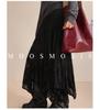 Octagonal Knit Lace Skirt with Elastic Waistband and Irregular Hem - Spring/Autumn 