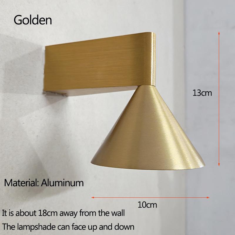 Italian Minimalist aluminum conical geometric bedside wall lamp warm wall lamp for living room dining room corridor and hallway
