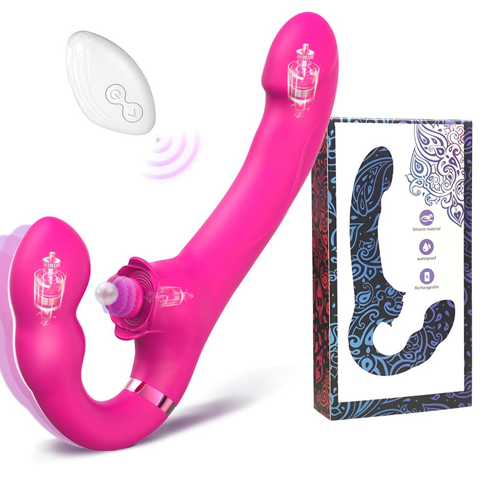 Remote Control Double Ended Dildo Vibrator 5 Flapping 10 Vibrating Vagina G Spot Stimulator Lesbian Sex Toys for Woman Couples