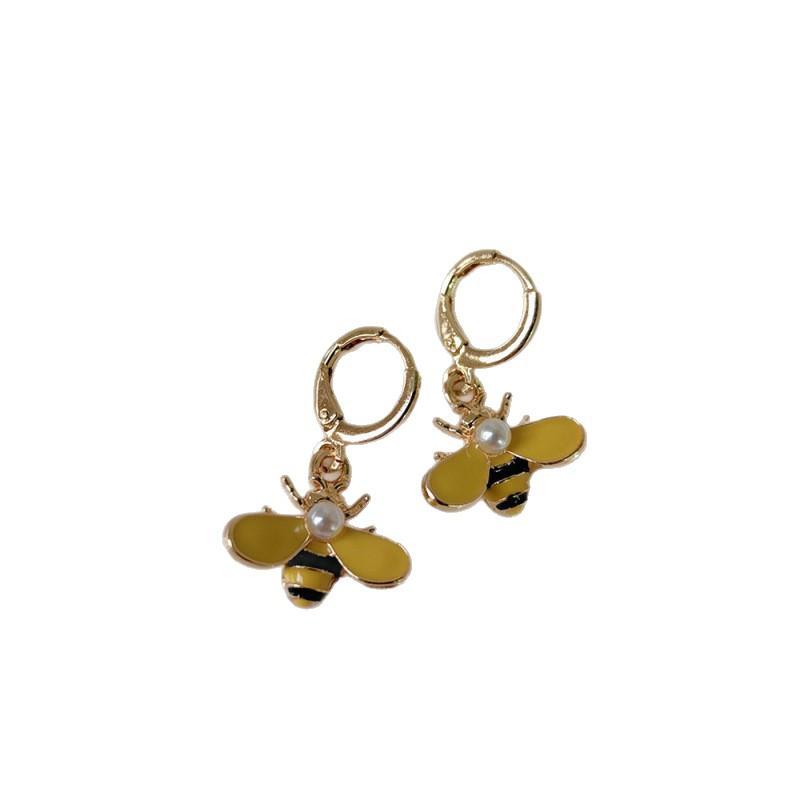 European and American personality little bee lips smiley face stud earrings female, design sense color oil drop earrings earrings