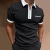 Men's European & American Slim Fit Turn-Down Collar Polo Shirt with Pocket