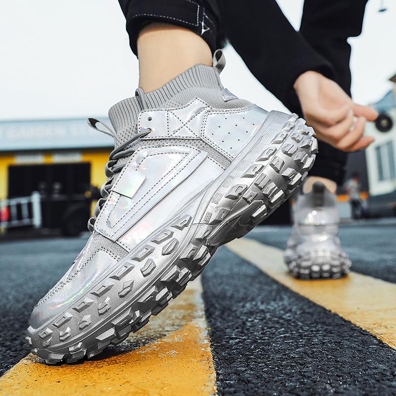 European station fashion shoes men's thick soles increase ins daddy shoes men's tire sole socks mouth casual sports shoes