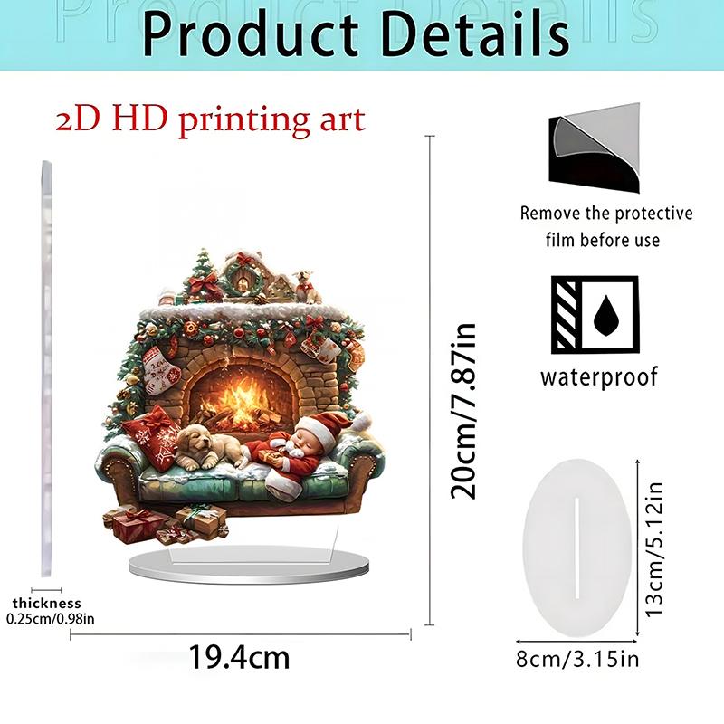 2D Flat Christmas Merry Carousel Christmas Scene Festival Decor Bedroom Office Desktop Ornaments Home Decoration Christmas Gifts