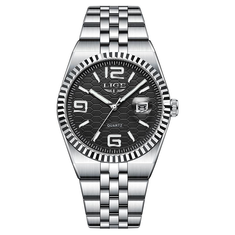 LIGE Business Mens Watches Elegant Quartz Wristwatches 30M Waterproof Luminous Steel Fashion Watches Mens Gifts Reloj Hombre