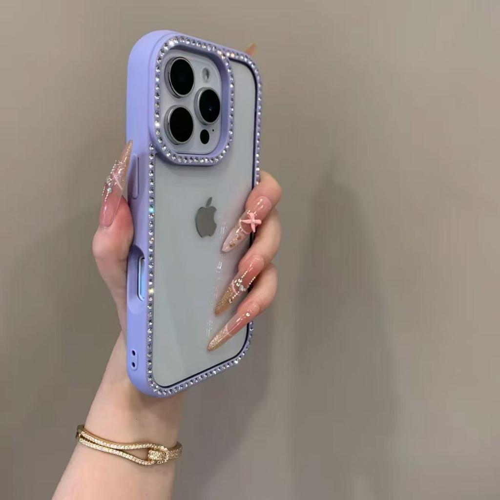 Bling Rhinestone Diamond Transparent Case For iPhone 17 16 15 14 13 12 11 ProMax Shockproof Protection Bumper Hard Acrylic Cover