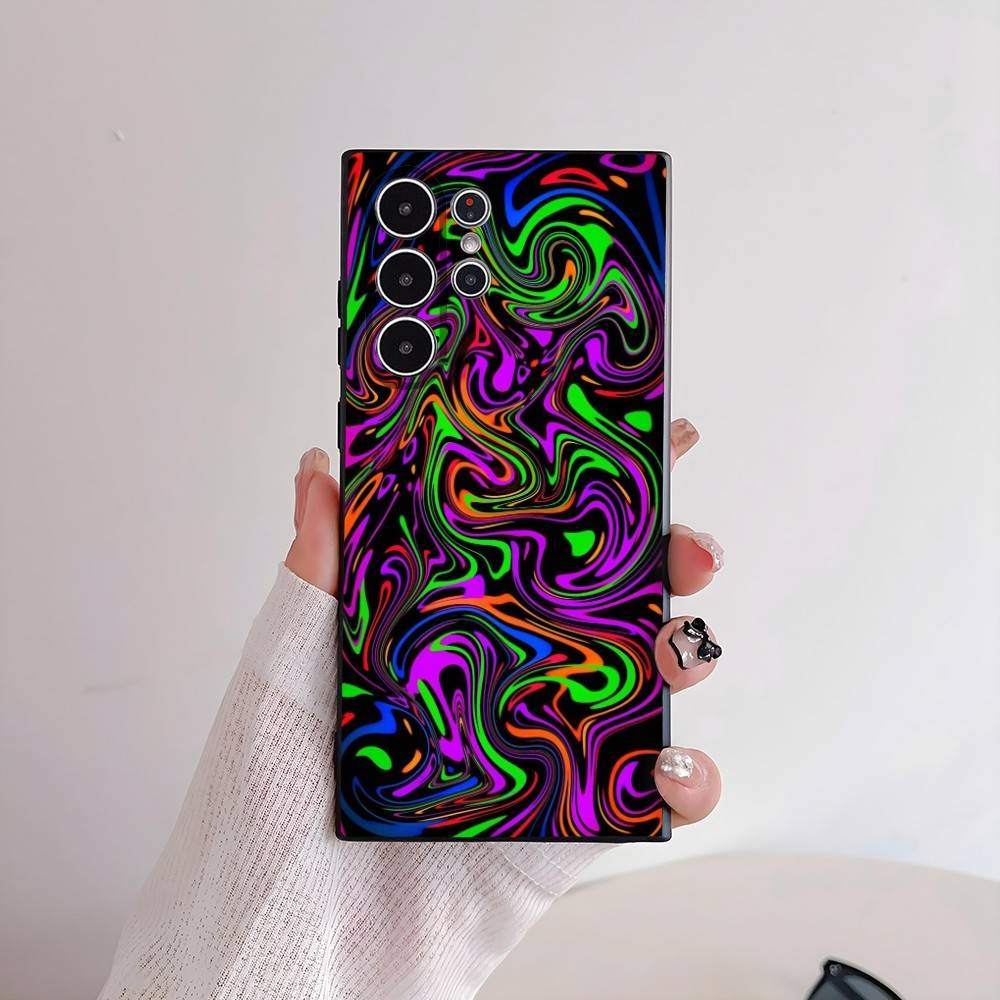Fashion Neon Swirls Phone Case For Samsung Galaxy S25 S24 S22 S23 Ultra S21 S20 Plus 5G Frosted Non-Slip Full Cover Soft Case