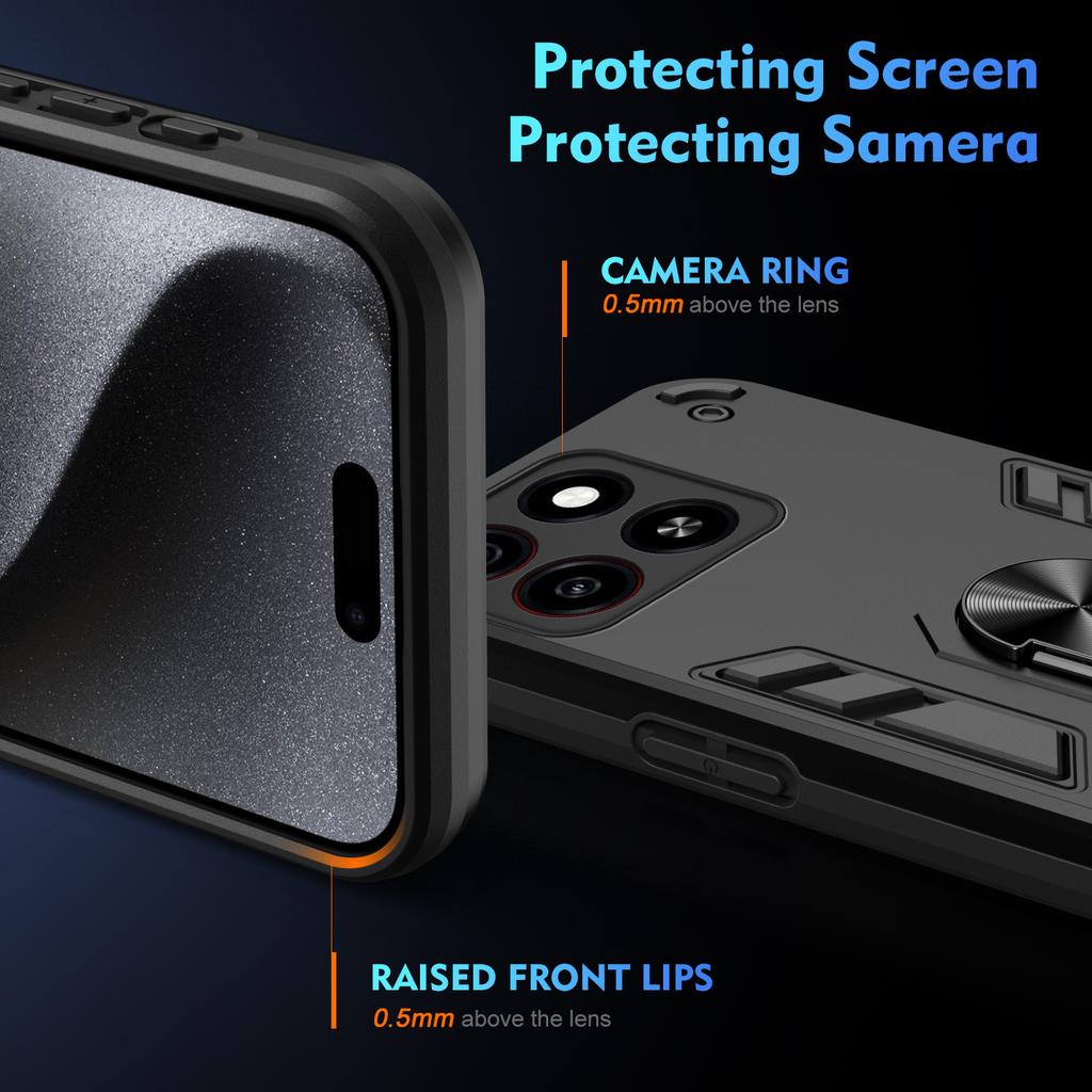 Military Grade Case for ZTE Blade A35 A55 A54 Protective Cover Shockproof Ring Stand Holder Fundas Coque