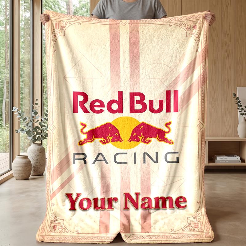 Red Bull Racing Individuelle Flanell-Kuscheldecke Drucken Sie Ihren Namen Text Weiche Warme Decke Weihnachtsgeschenk