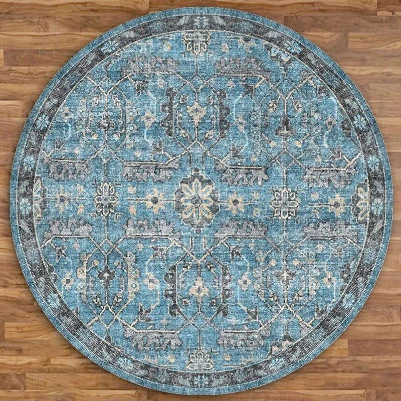 VIKAMA Vintage Persian Bohemian Round Loop-pile Rug Premium Ethnic Mandala Living Room Bedroom Floor Mats Home Decor Rugs 60cmx60cm