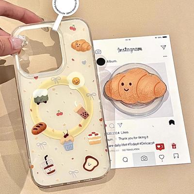 Ins Wind Bull Horn Magnetic Bracket for Apple 16Promax Phone Case for IPhone 17/14 Women 13 Autumn/Winter