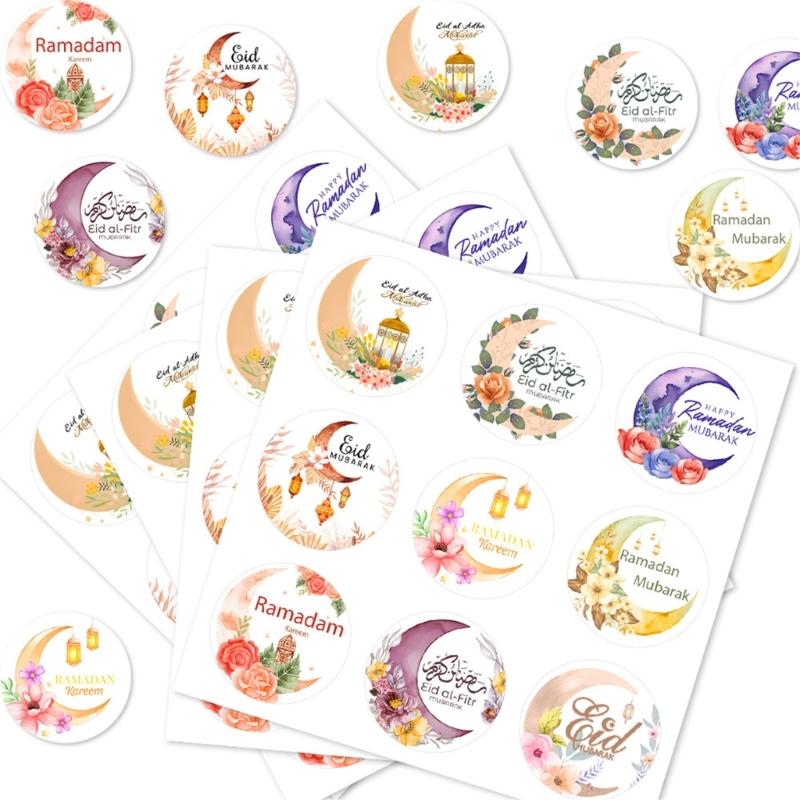 Set of 90Pcs Eid Mubarak Sticker 40mm Decorative Wrapping Sticker for Journal Planner Packaging Party Decoration