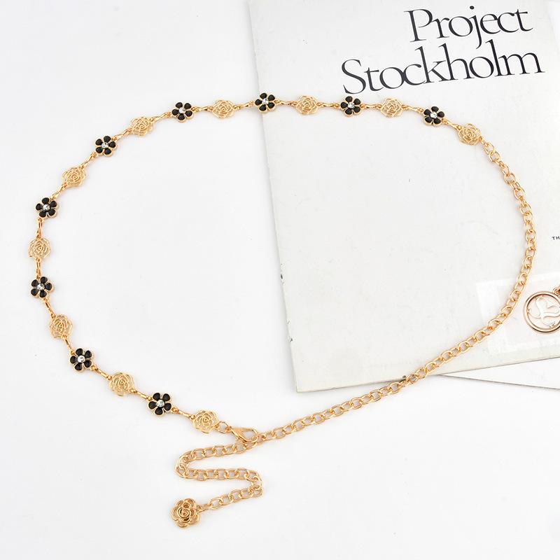 

European and American Rose Flowers Women s Decorative Waist Chain Metal Elegant Light Luxury Versatile Skirt Accessories Chain