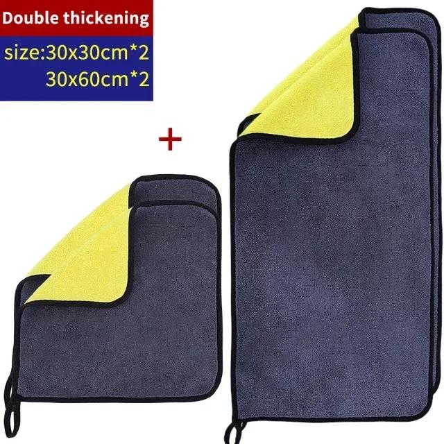 New 1/5pcs Microfiber Car Cleaning Towel Thicken Soft Drying Cloth Car Body Washing Towels Double Layer Clean Rags