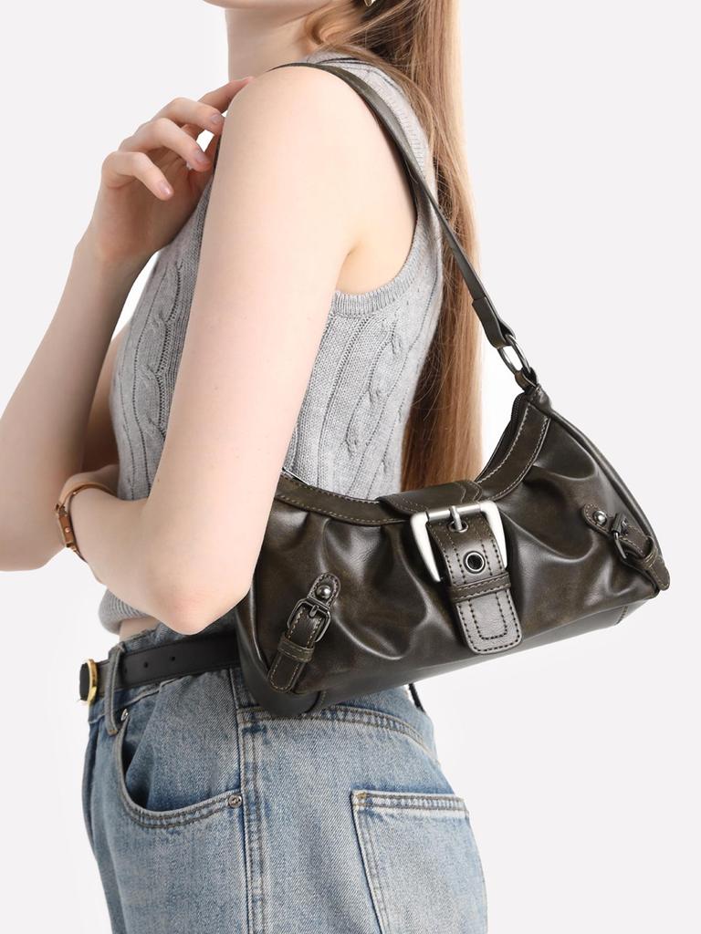 2025 Spring/Summer Y2K PU Leather Underarm Shoulder Handbag - Spicy Girl Style