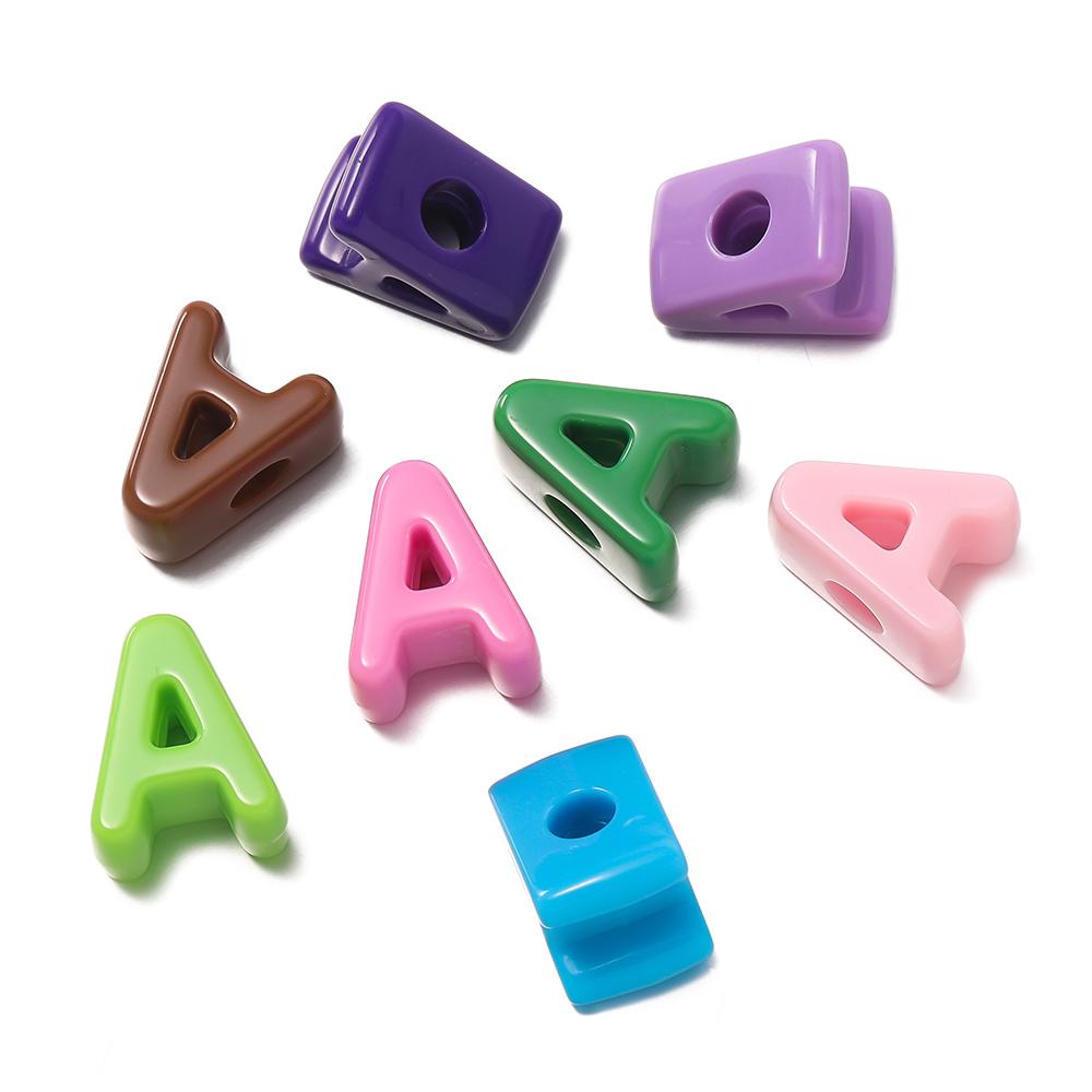 5Pcs A-Z Acrylic Big Hole Letter Beads Mix Colour Loose Spacer Beads for Making Key Chain Bracelet DIY Craft Jewelry Accessories