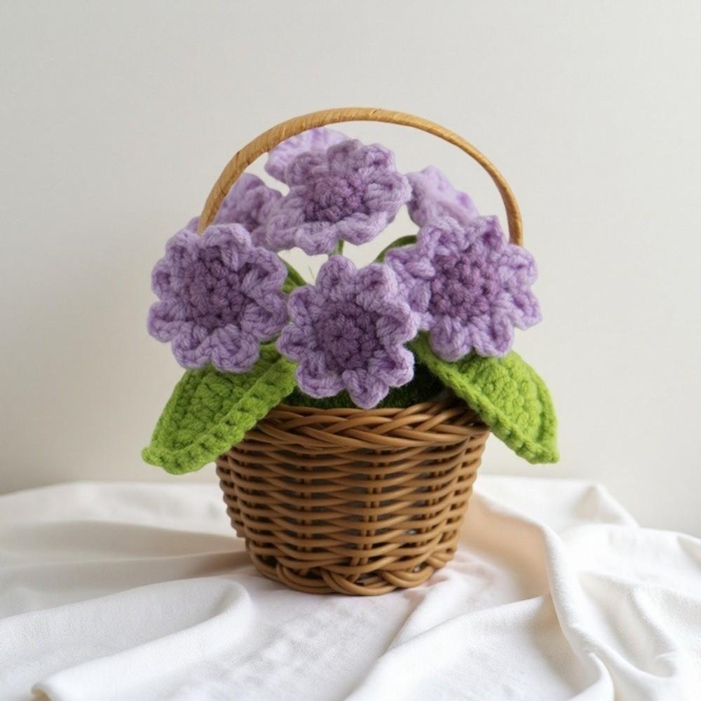 New Daisy Crochet Flower Pot Hand-knitted Mini Knitted Flowers Wool Table Ornament Gift