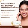 Mamaearth Rice Dewy Bright Light Moisturizing Cream 200G For Face Hands Body Non-Greasy 24H Hydration Glow For All Skin Types