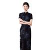 Autumn black cheongsam long 1011 new improved imitation fragrant cloud yarn retro fashion girl Chinese style dress