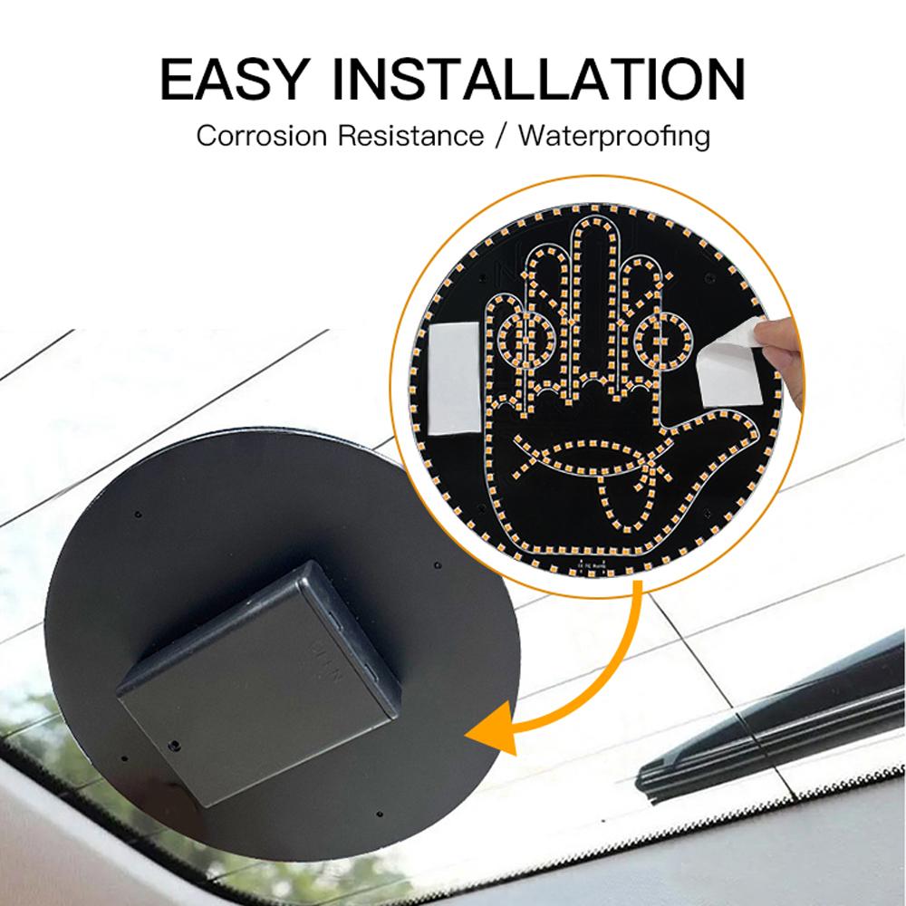 Neues Auto-Ausdrucks-Fingerlicht mit Fernbedienung, LED-Beleuchtung, Gestenlicht, Road Rage, Mittelfinger-Geste, Palmenlicht