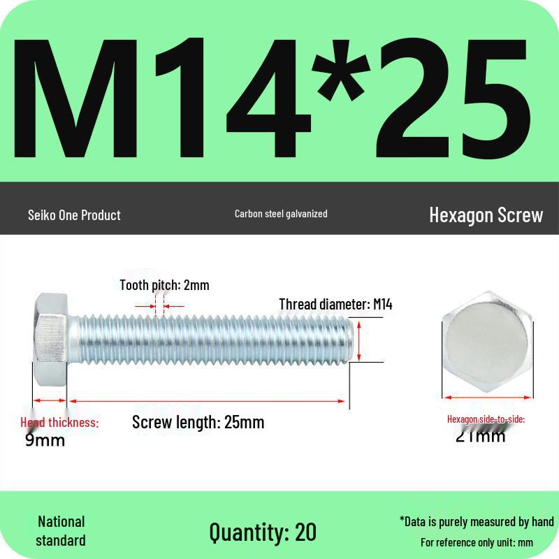 8.8 Grade Galvanized Hex Head Bolt, High-Strength M4-M30