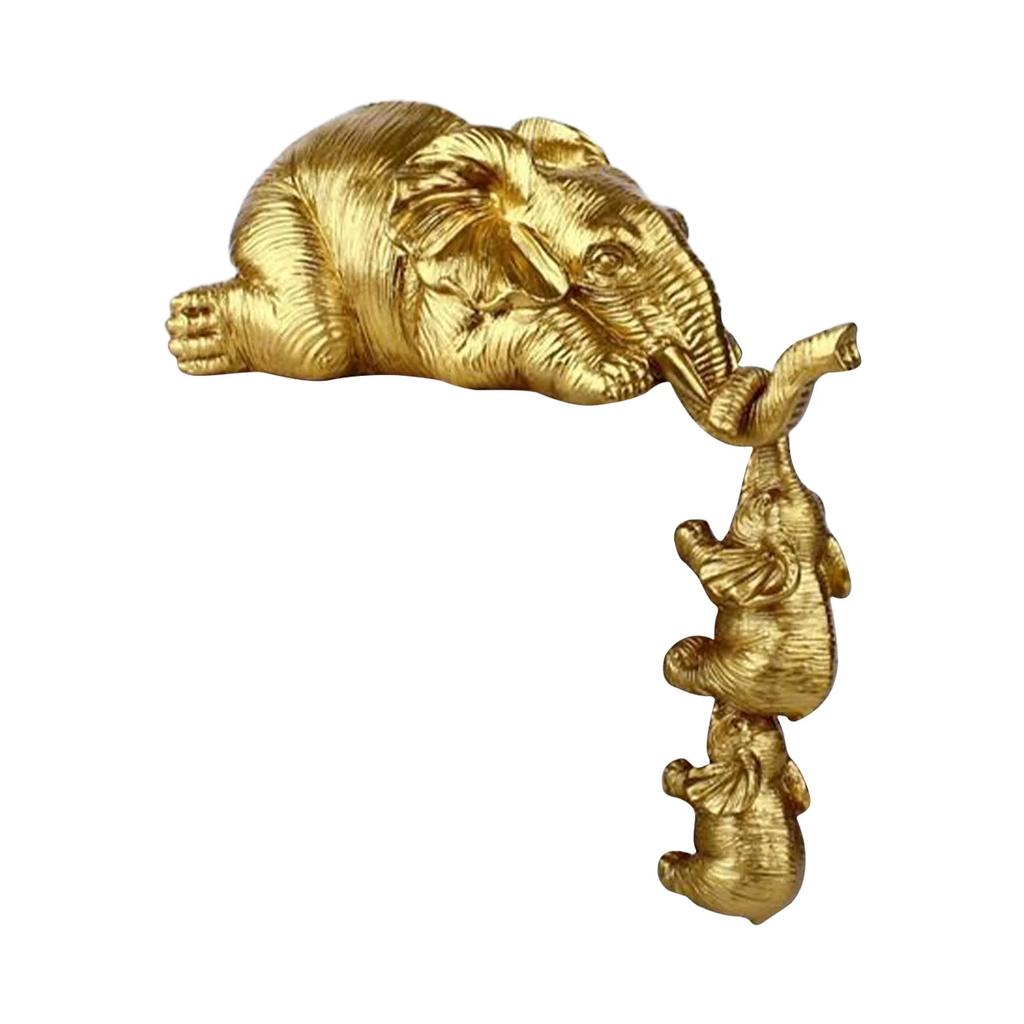 New 3pcs/Set Elephant Mother Hanging 2-Babies Figurine Resin Craft Home Decoration Ornaments Figurines Miniatures Crafts Gifts