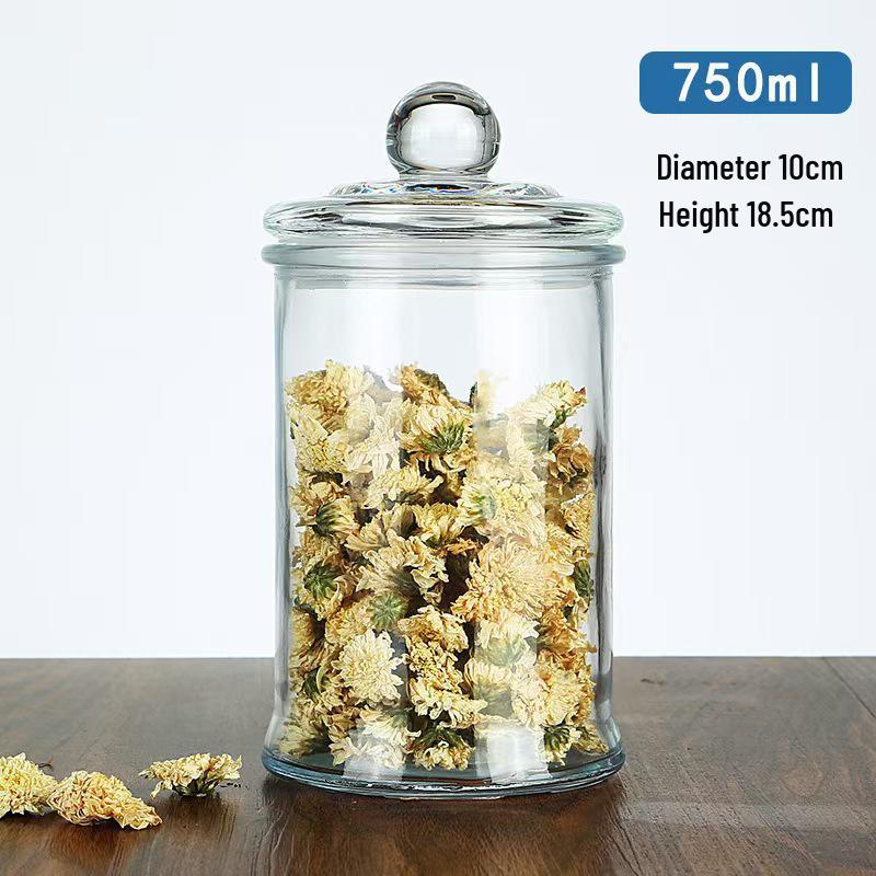In-Stock Dustproof & Moistureproof High-Borosilicate Glass Tea Storage Canister with Sealed Lid and Large Capacity