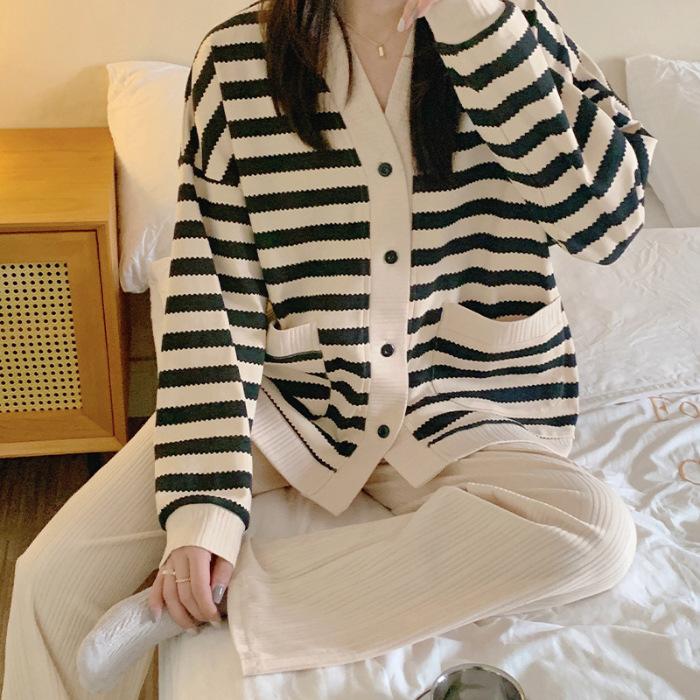 Kadın İlkbahar Sonbahar Pijama İki Parça Set Kadın Bol Moda Leopar Desenli Uzun Kollu Bayan Ev Giyimi