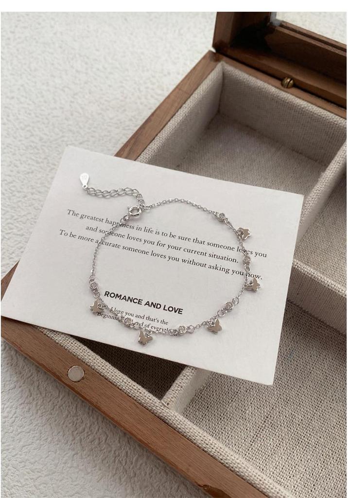 Sterling Silver Butterfly Zircon Bracelet - Light Luxury and Chic Hand Jewelry for Women
