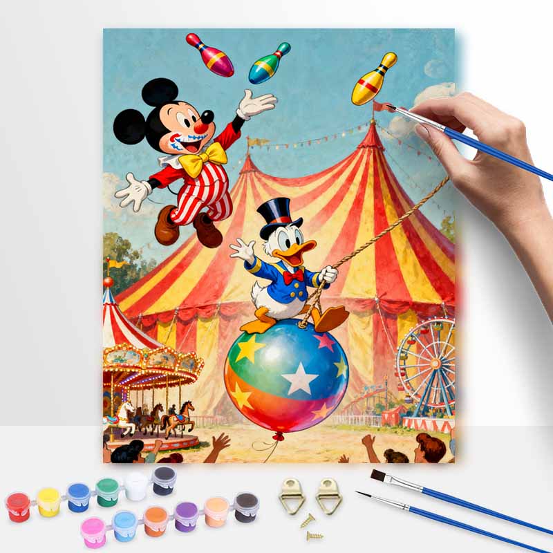 Disney Circus Oil Paint Digital Painting Art Kit FillIn Painting Home Decor 20x30cm