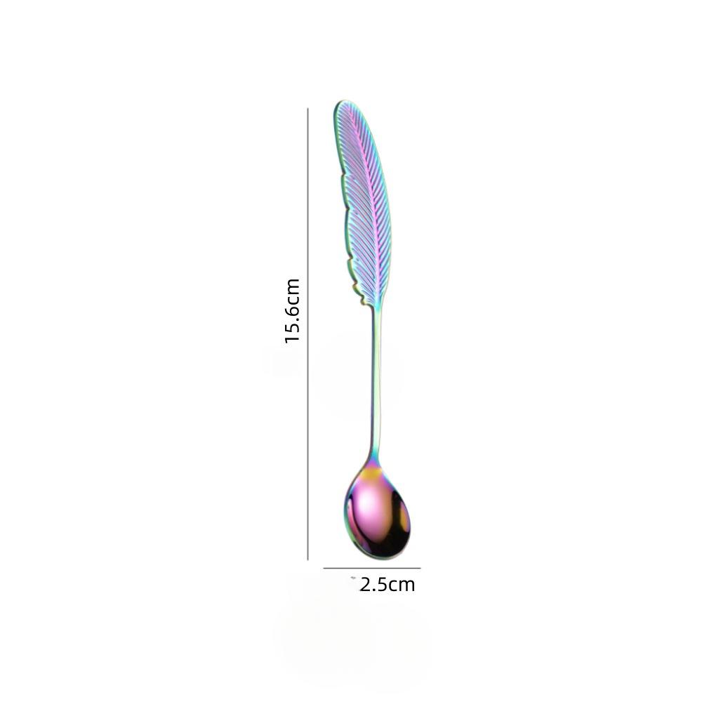 Feather‑Shaped Spoon Fork, 304 Stainless Steel Coffee Stirring Spoon Creative Dessert Gift Utensil